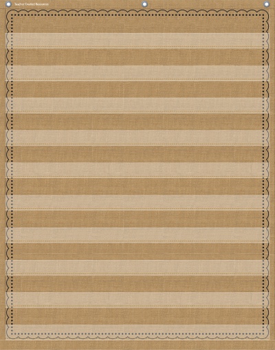 10-Pocket Pocket Chart, Burlap, 34 x 44