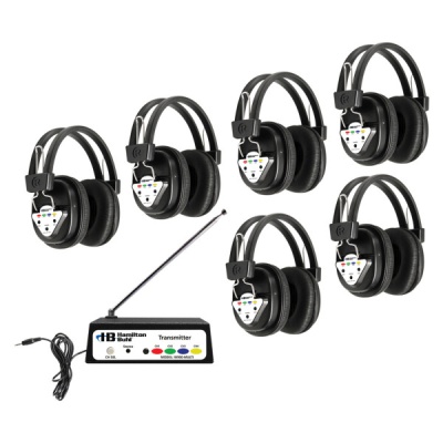 6 Station Wireless Listening Center with Headphones and Multi-Frequency Transmit