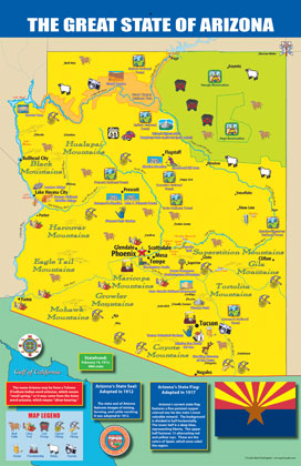 Arizona State Map 12 X 18