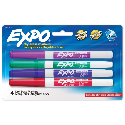 Assorted Expo Dry Erase Fine Tip Markers 4 Pack