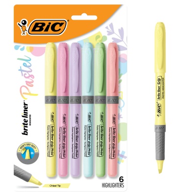 Bic Pastel Grip Highlighters 6ct Chisel Tip