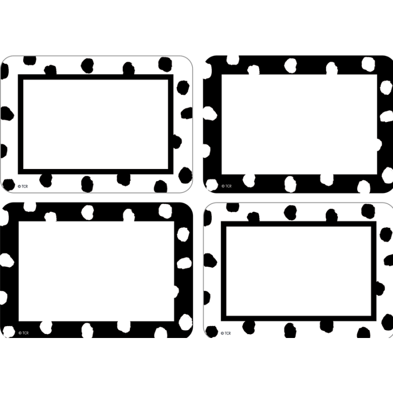 Black Painted Dots on White Nametags – Teacher Created Resources