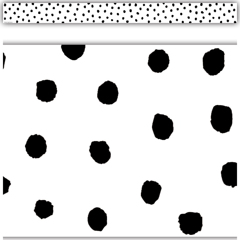 Black Painted Dots on White Border Trim – Teacher Created Resources