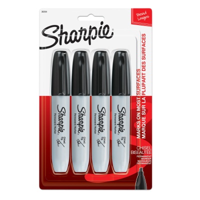 Black Sharpie Markers Chisel Tip 4 Pack