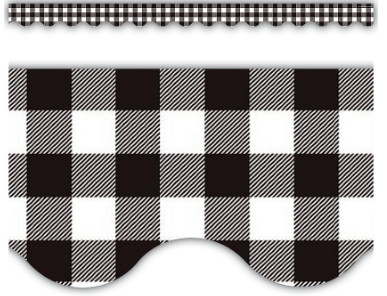 Black and White Gingham Scalloped Border Trim