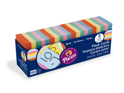 Blank Flash Cards, Assorted, 3 x 2, Box of 1,000