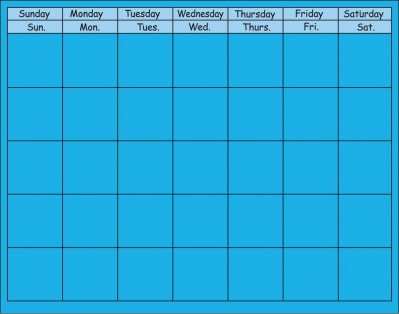 Blue Blank Horizontal Calendar 28 x 22