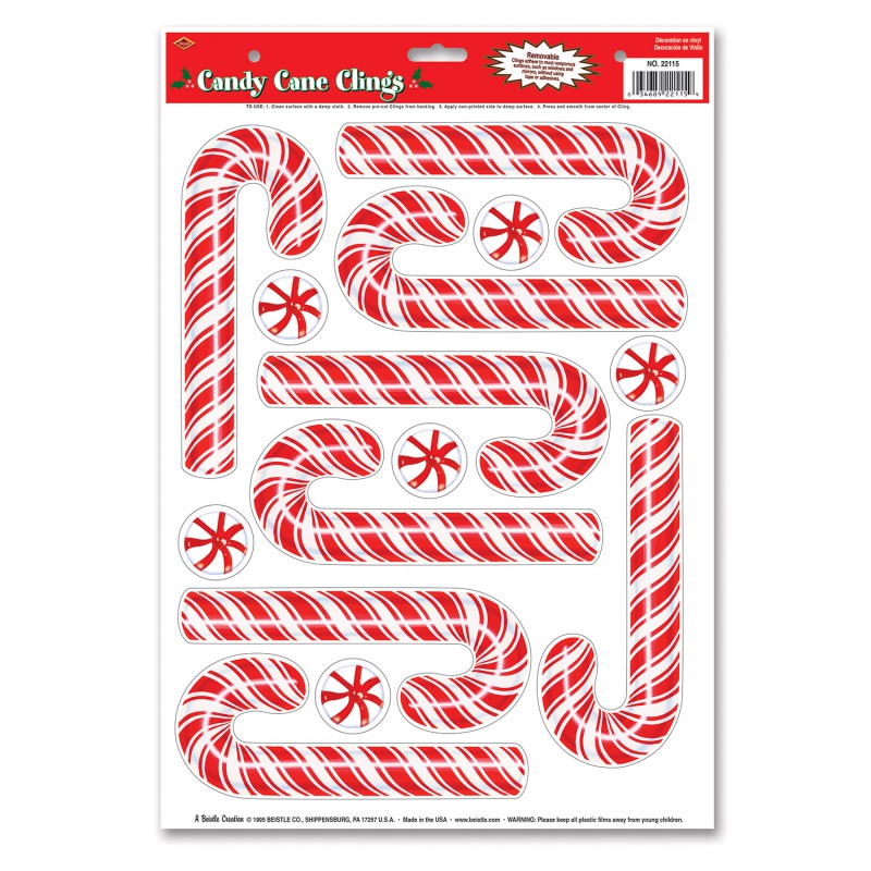 Candy Cane Window Glass Clings