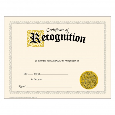 Certificate of Recognition Plain Pack of 30