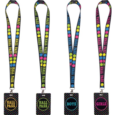 Chalkboard Brights Hall Pass Lanyards