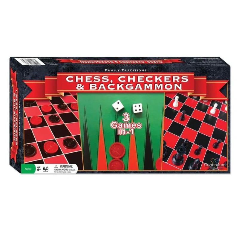 Checkers Chess Backgammon Game Set | Strategic Thinking Games