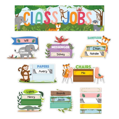 Class Jobs Jungle Friends Mini Bulletin Board Set