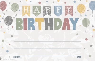 Classroom Cottage Happy Birthday Awards