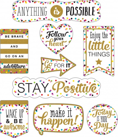 Clingy Thingies Accents, Confetti Positive Sayings