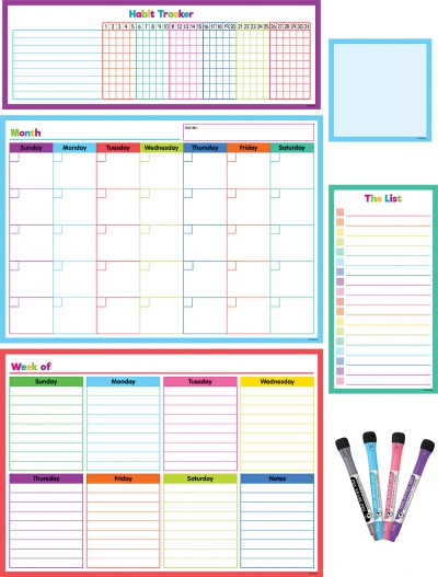 Colorful Dry-Erase Magnetic Calendar Set