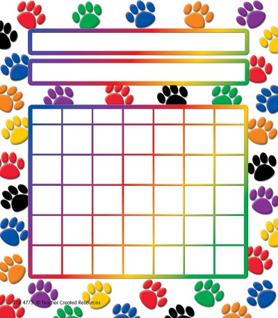 Colorful Paw Prints Incentive Charts