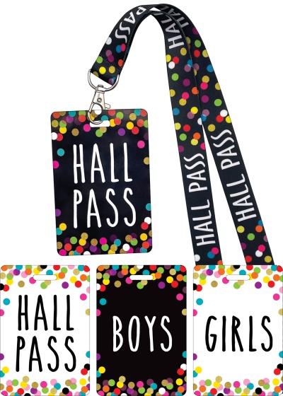 Confetti Hall Pass Lanyards
