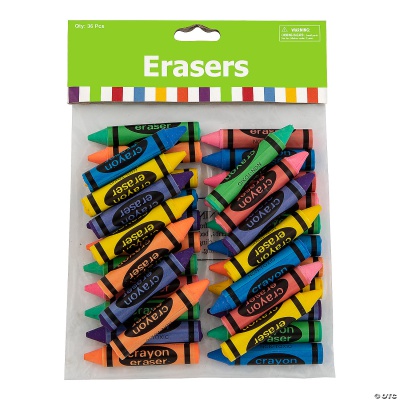 Crayon Shaped Erasers 36pcs