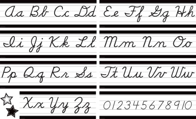 Cursive Alphabet Line Black and White