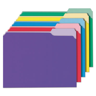 Deluxe Colored Top Tab File Folders, 1/3-Cut Tabs, Letter Size, Assorted, 100/Bo