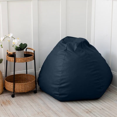 Designer Vinyl Foam Bean Bag Chair Faux Leather Oxford Blue
