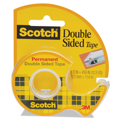 Double-Sided Permanent Tape in Handheld Dispenser, 1 Core, 0.5 x 37.5 ft, Clea