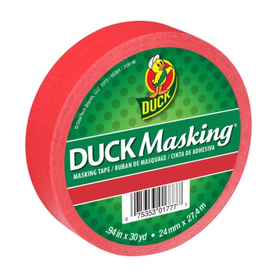 Duck Masking Color Masking Tape - Red,.94 in. x 30 yd
