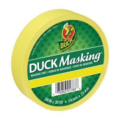 Duck Masking Color Masking Tape - Yellow,.94 in. x 30 yd