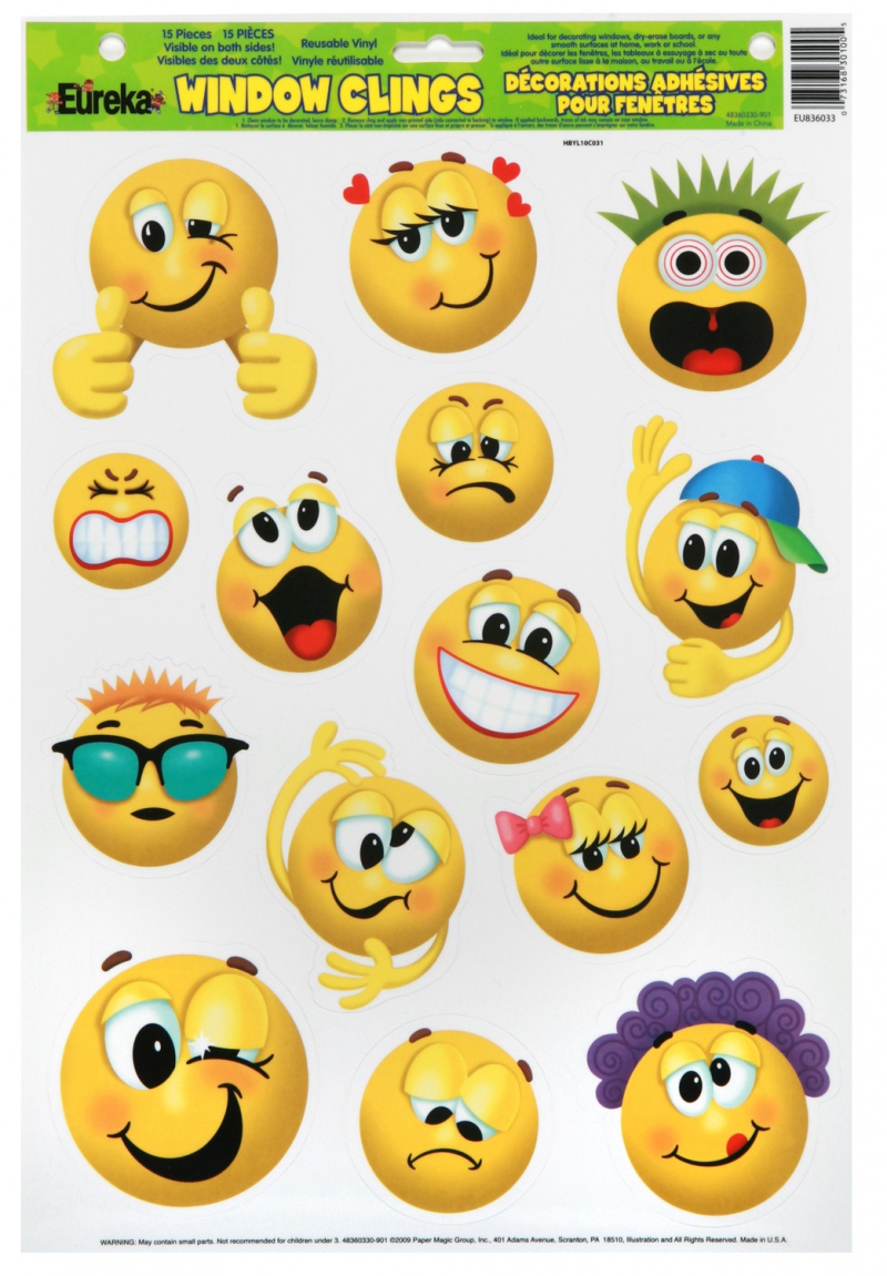 Emoticon Window Clings for Social-Emotional Learning | All Grades