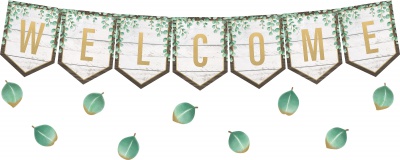 Eucalyptus Welcome Pennant Bulletin Board Set