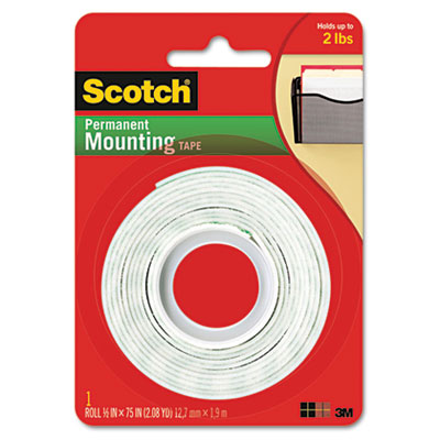 Foam Mounting Double-Sided Tape, 1/2 Wide x 75 Long