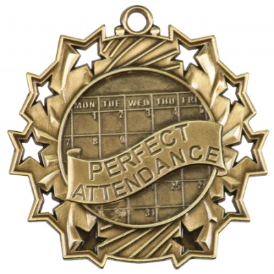 Gold Attendance Medal with Ribbon