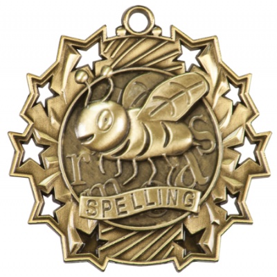 Gold Spelling Medal with Clip Ribbon
