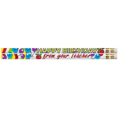 Happy Birthday From Your Teacher Colorful Pencil, Pack of 12