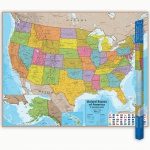 Hemispheres Laminated Map, United States 38" X 48"