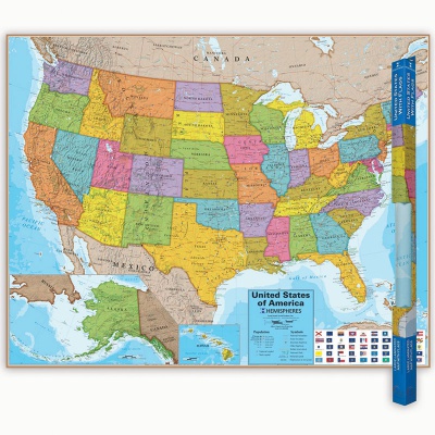 Hemispheres Laminated Map, United States