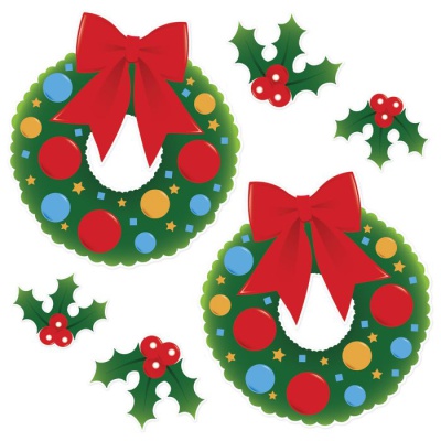 Holly & Wreath Cutouts 6pk