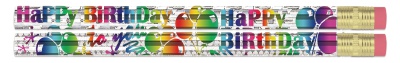 Jumbo Happy Birthday Glitz Pencils 12 Per Pack