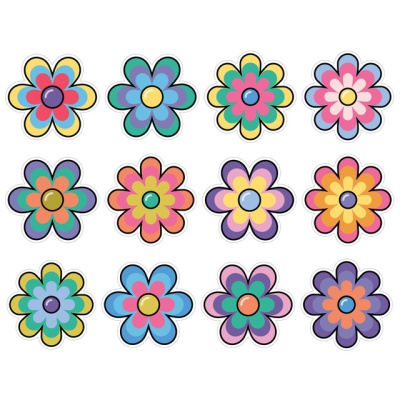 Jumbo Retro Flowers Cut Outs