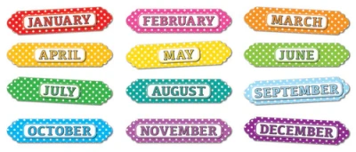 Magnetic Die-Cut Border, Color Dots Months of the Year