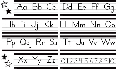 Manuscript Alphabet Line Black and White