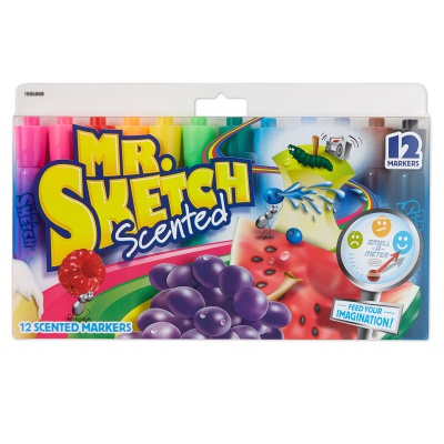 Mr. Sketch Scented Chisel Tip Markers, 12 colors