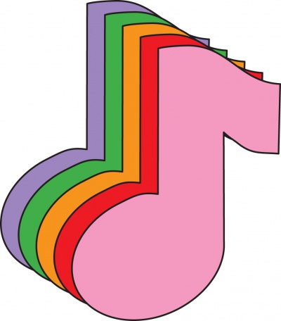 Music Note Assorted Colors Large Cutouts Pack of 31