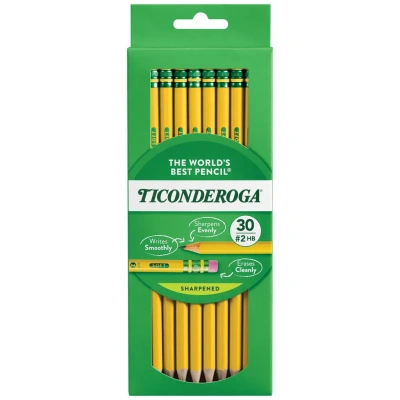 Original Ticonderoga Pencils, #2 Pre-Sharpened, Box of 30
