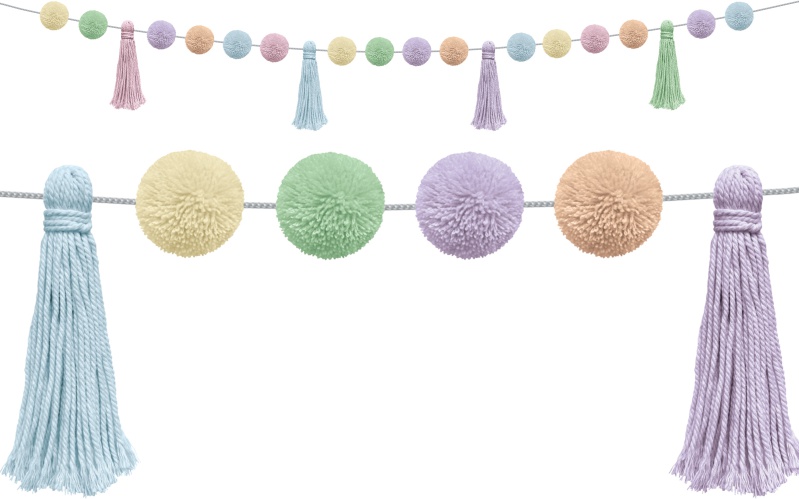 Pastel Pop Pom-Poms and Tassels Garland