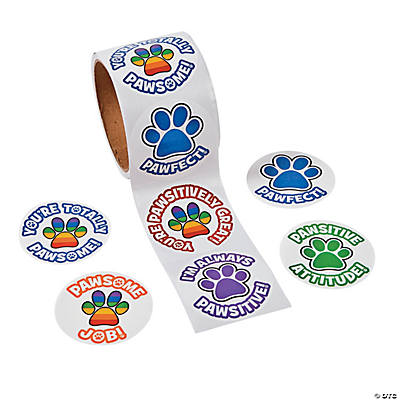 Paw Print Roll Stickers 100 Stickers