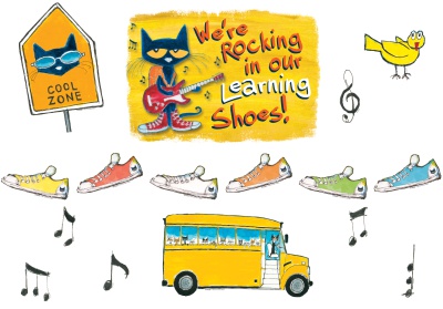 Pete the Cat We're Rocking in Our Learning Shoes Bulletin Board Set