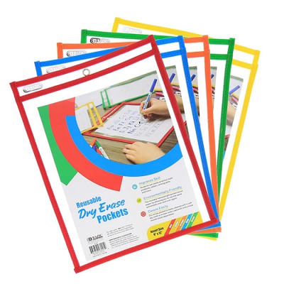 Reusable Dry Erase Pockets Each Assorted Colors