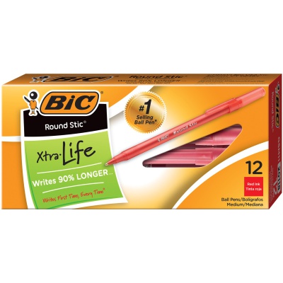 Round Stic Red Med Pen Dozen Box
