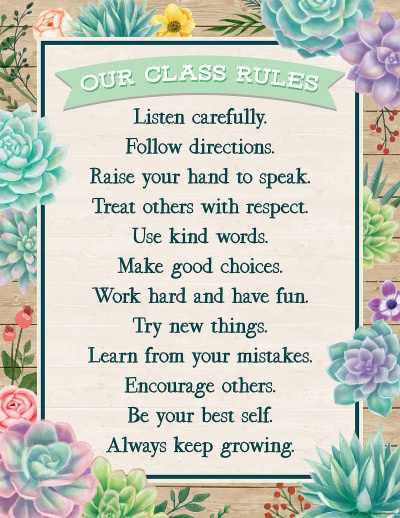 Rustic Bloom Our Class Rules Chart